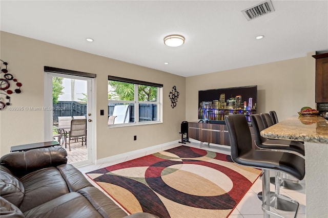 office area featuring light tile patterned flooring