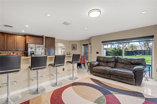 view of tiled living room