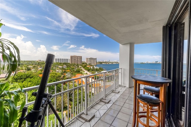 balcony with a water view