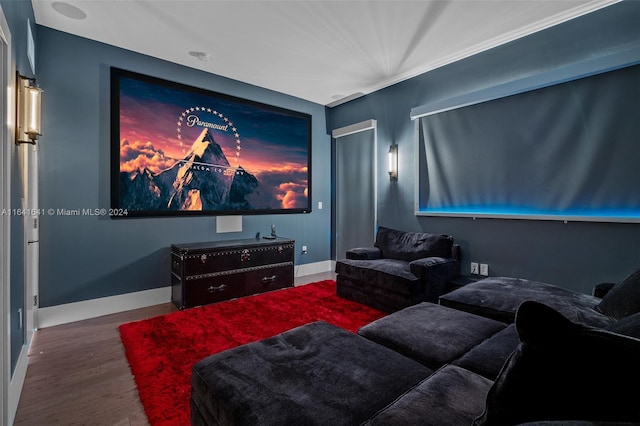 18935 Atlantic Blvd, Sunny Isles Beach, FL 33160 - home theater room featuring wood finished floors and baseboards