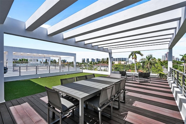 deck featuring a pergola