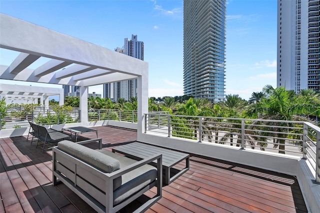 18935 Atlantic Blvd, Sunny Isles Beach, FL 33160 - wooden deck with outdoor lounge area