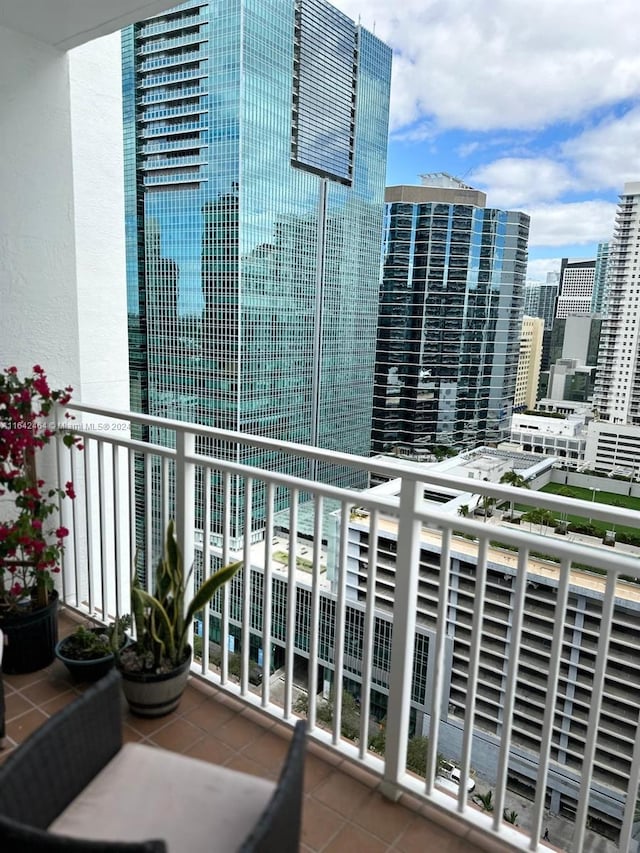 balcony featuring a city view