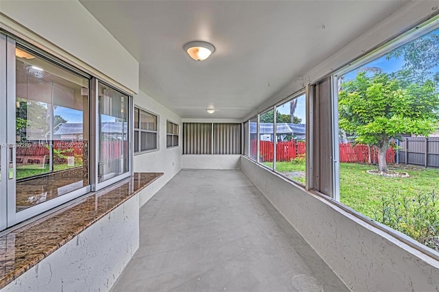 view of unfurnished sunroom