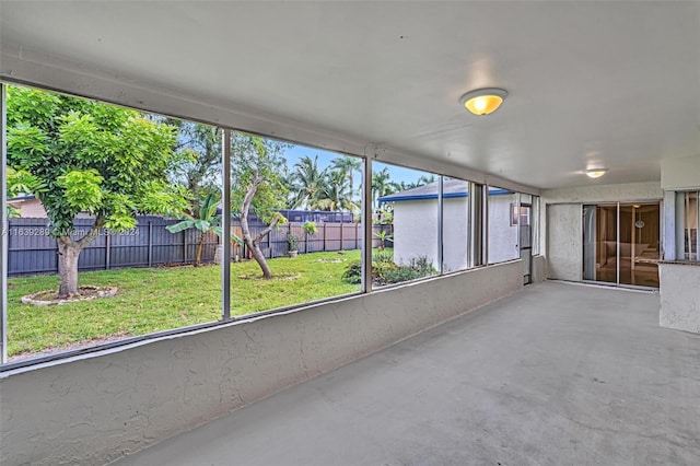 view of unfurnished sunroom