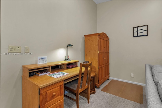 view of carpeted home office