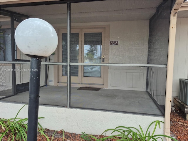 property entrance with central air condition unit