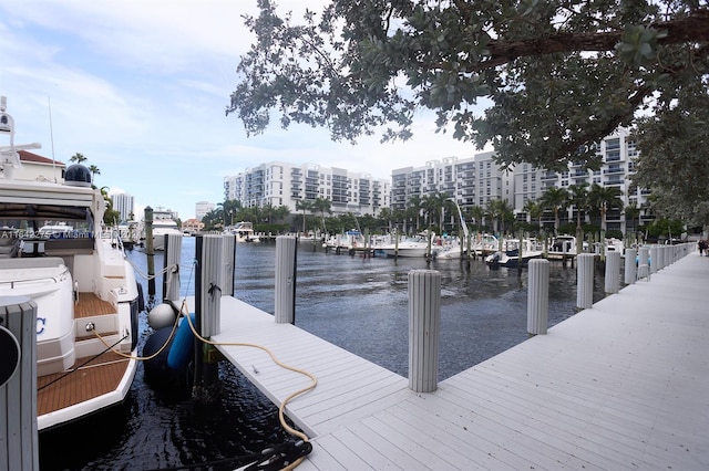 view of dock featuring a water view