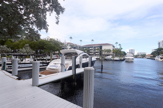 dock area featuring a water view