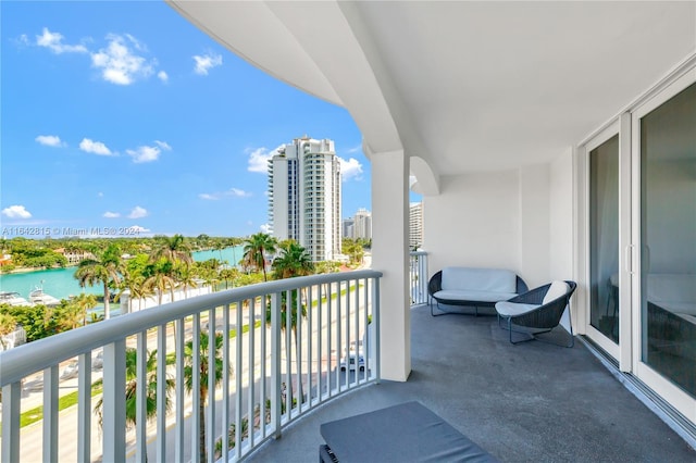 balcony with a water view