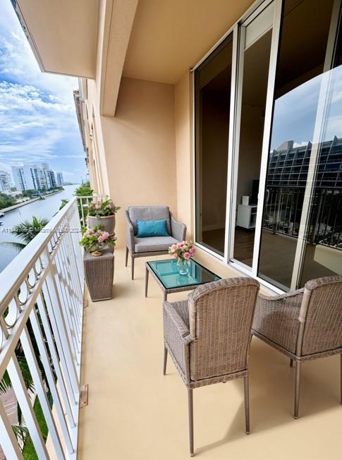 balcony with a water view