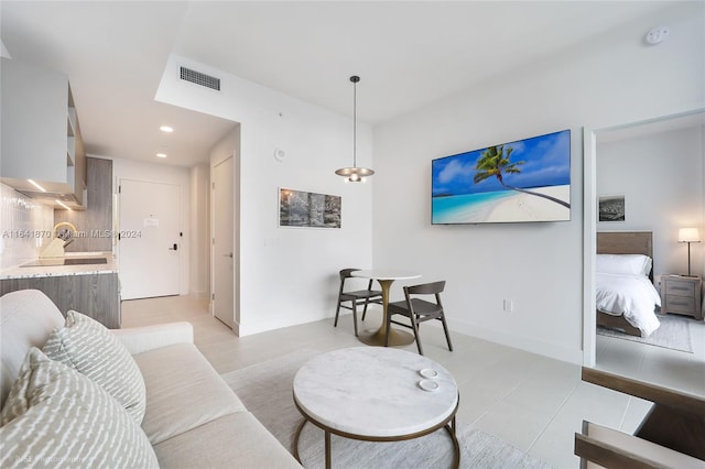 view of tiled living room