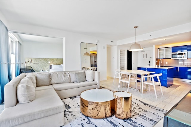 living room featuring light hardwood / wood-style flooring