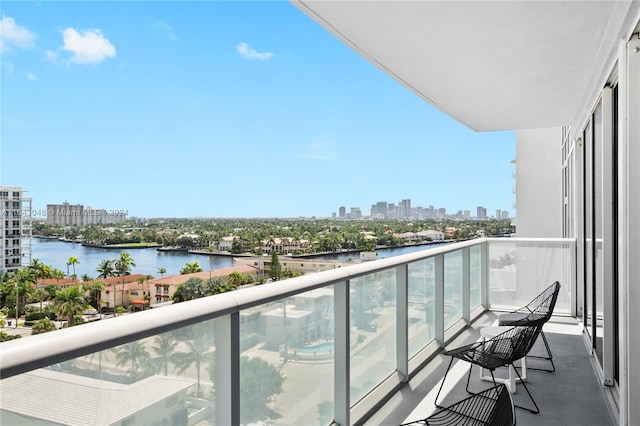 balcony with a water view