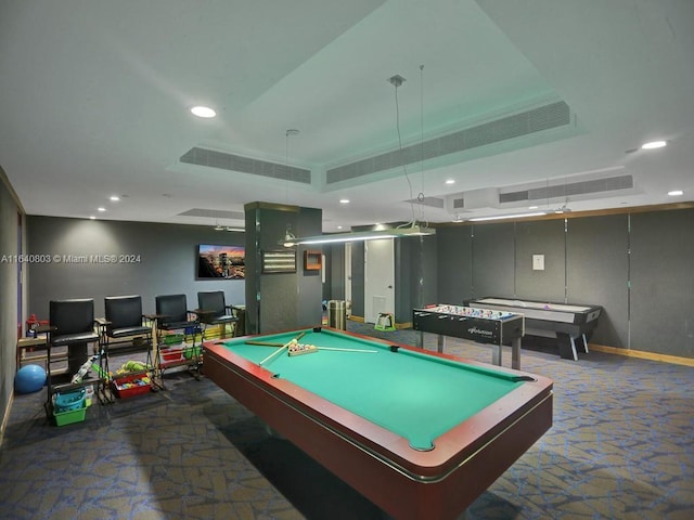 19667 Turnberry Way Unit 3E, Aventura, FL 33180 - rec room featuring recessed lighting, a tray ceiling, and pool table