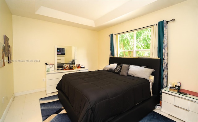 bedroom featuring a raised ceiling