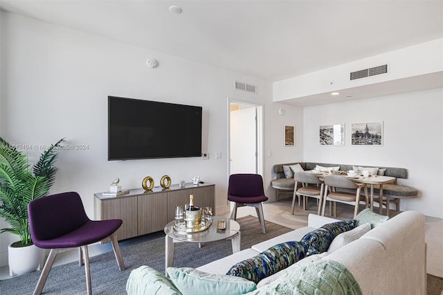 living room with carpet flooring