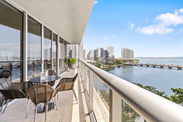 balcony with a water view