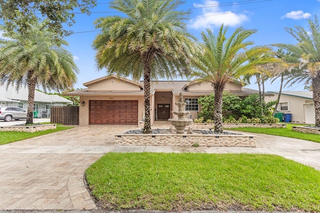 view of front of property with a garage