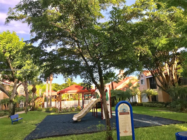 view of play area with a lawn