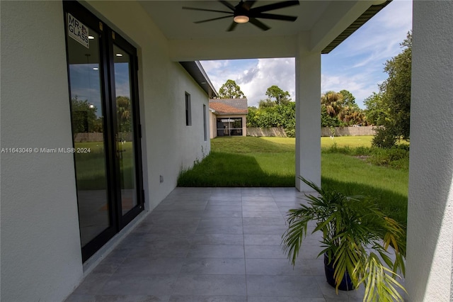 view of patio / terrace with ceiling fan