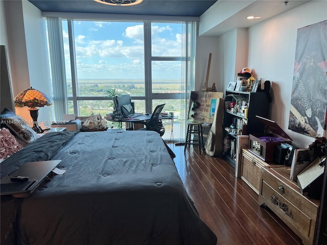 bedroom featuring dark hardwood / wood-style floors