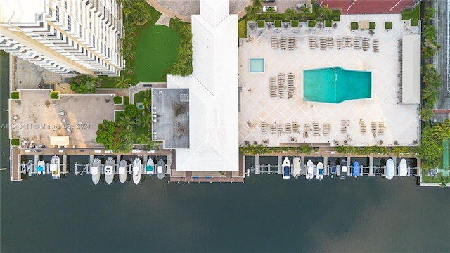 bird's eye view featuring a water view