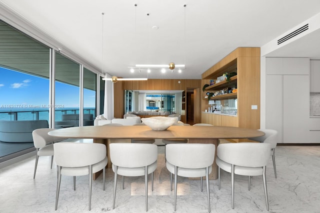 dining space with rail lighting