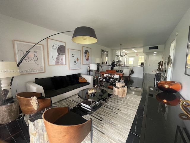 living room with hardwood / wood-style floors