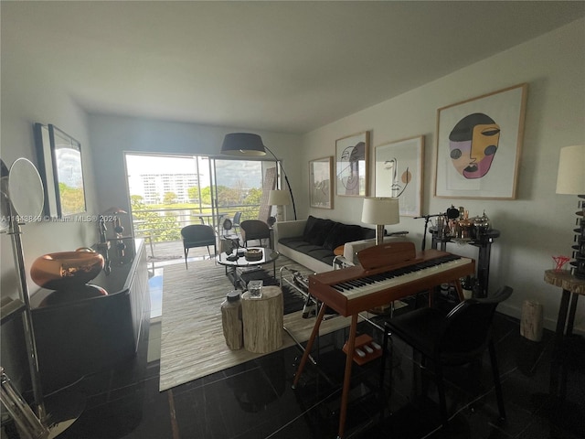 view of tiled living room