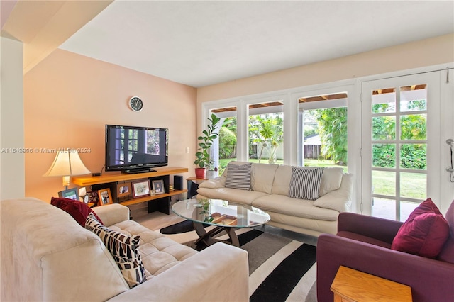 living room featuring light wood-type flooring