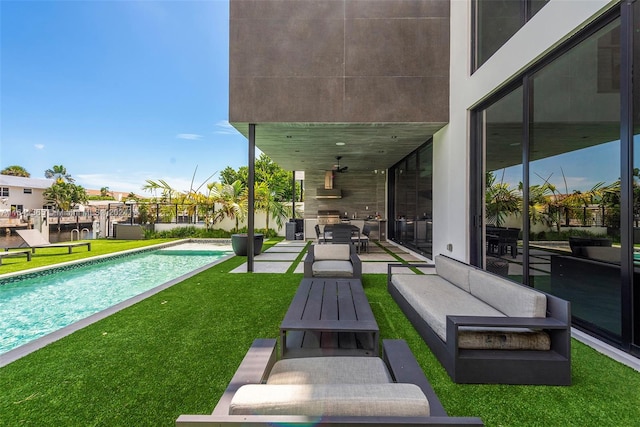 exterior space featuring an outdoor living space