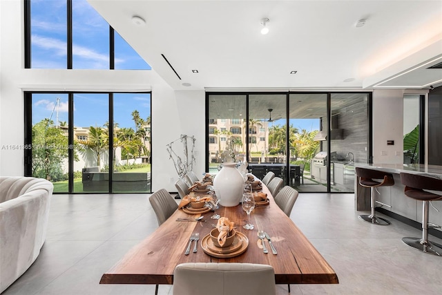 view of tiled dining space