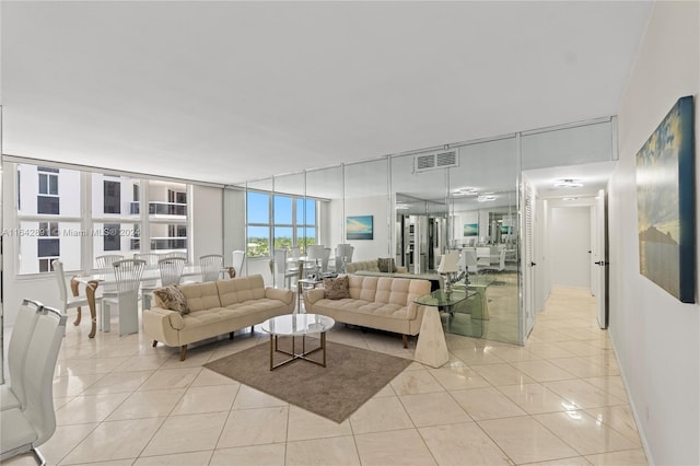 view of tiled living room