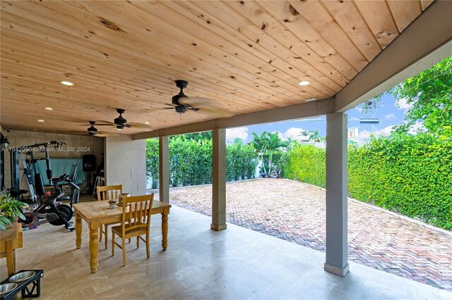 view of patio / terrace featuring ceiling fan