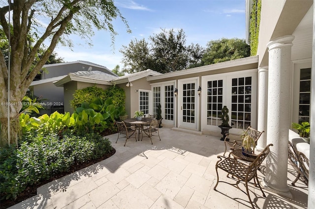 view of patio / terrace featuring french doors