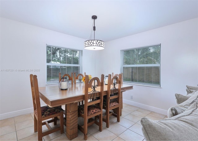 view of tiled dining space