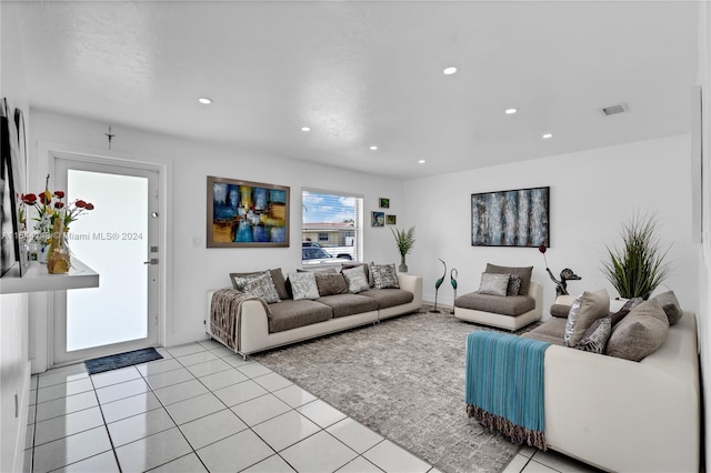 view of tiled living room