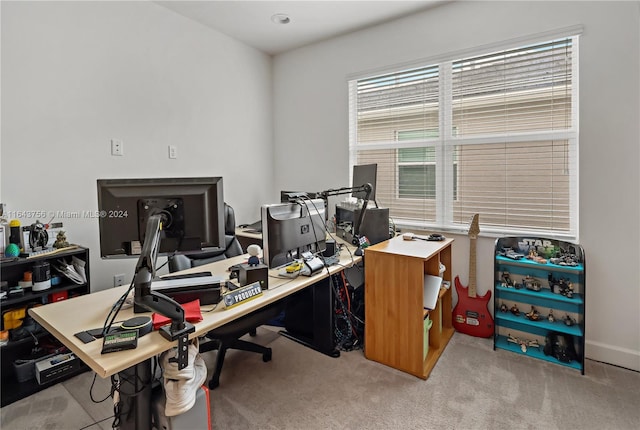 view of carpeted home office