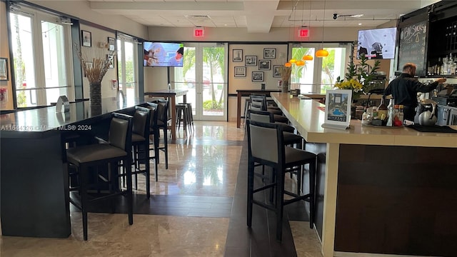 dining room with light tile patterned floors