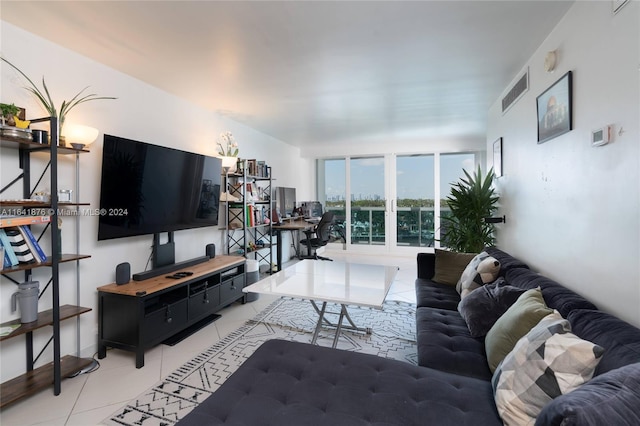 view of tiled living room