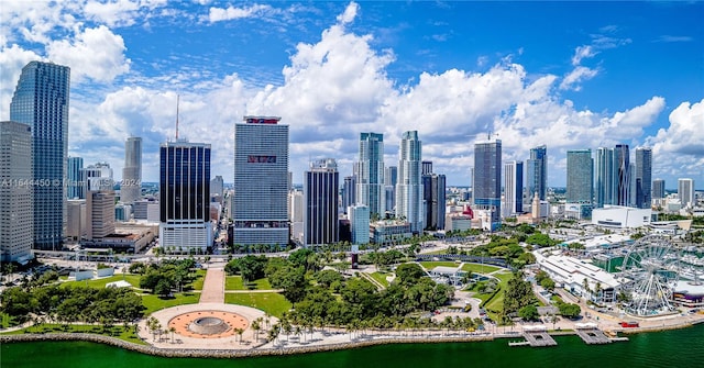 property's view of city with a water view