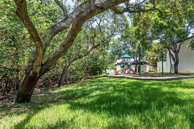 view of yard with a playground