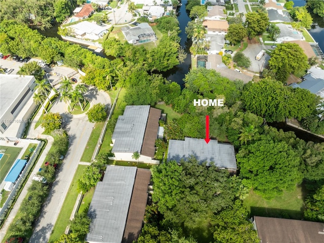 bird's eye view with a residential view