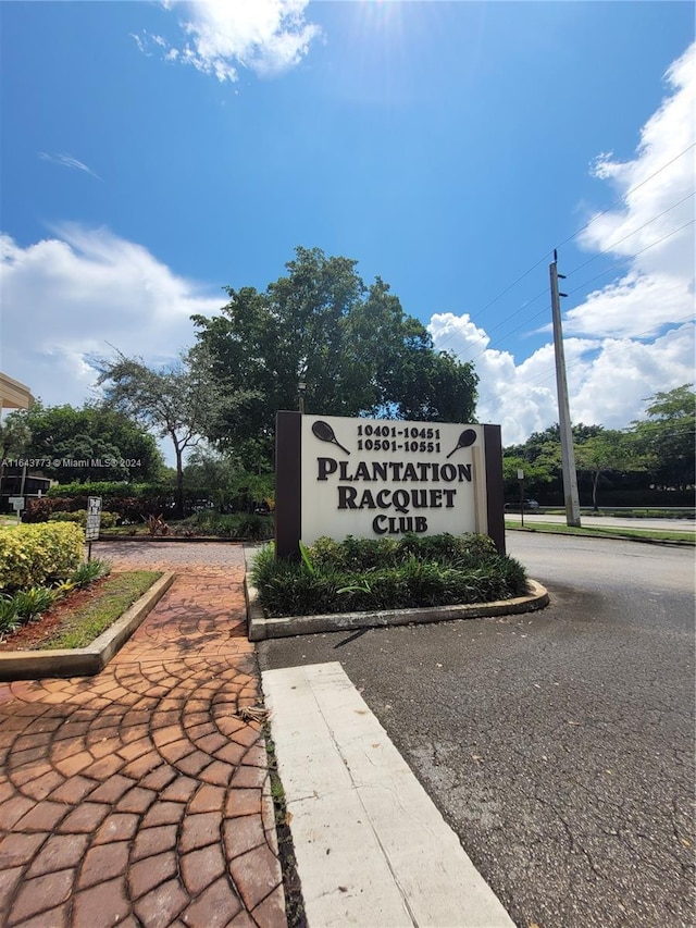 view of community sign