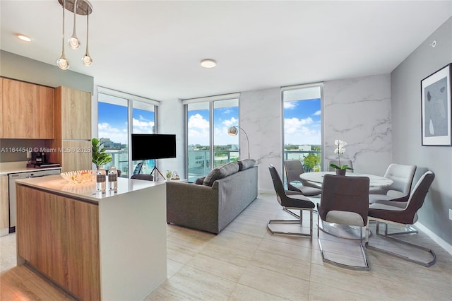 living room featuring expansive windows