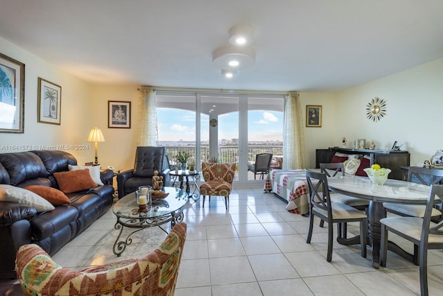 view of tiled living room