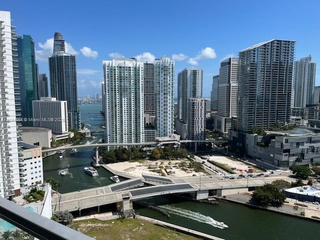 view of city with a water view