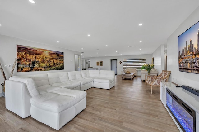 living room with light wood-type flooring