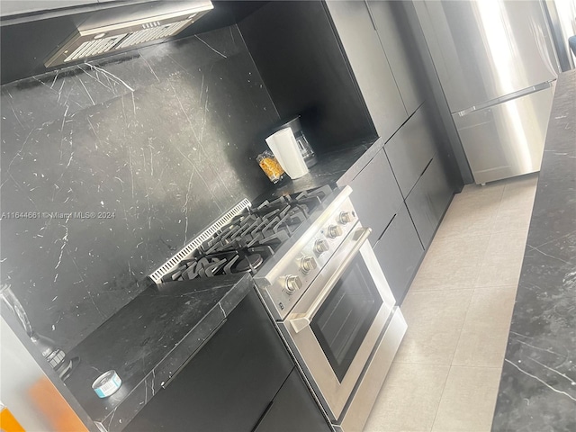 kitchen featuring light tile patterned flooring